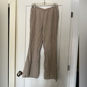 FLAX Undyed 💯 Linen Elastic Waist Pull-On Wide Leg Pants